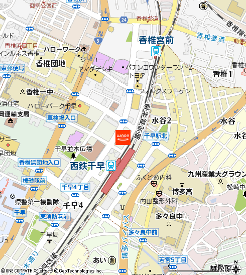 マックスバリュエクスプレス千早駅前店付近の地図